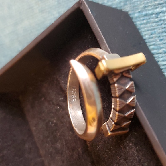 Two-Tone Modern Stackable Rings - Gold & Silver 925 - Picture 2 of 3